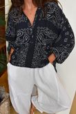 Ole Bubble Cotton Bandana Laurie Blouse Navy